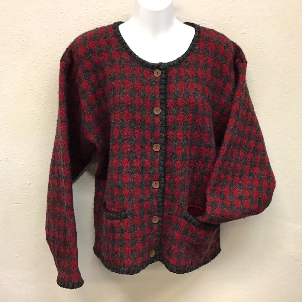 Woolrich Women’s Large Buffalo Check Button Cardigan Sweater